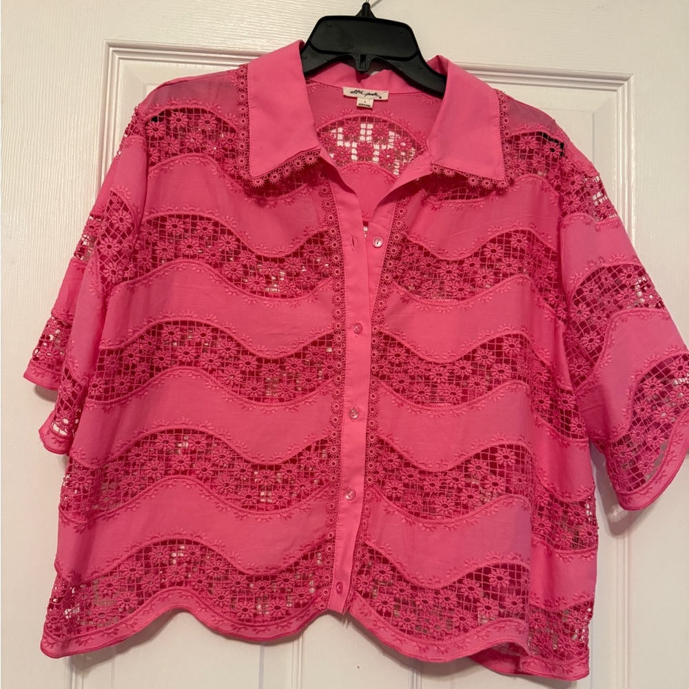 Ultra Pink Women's Crochet Blouse